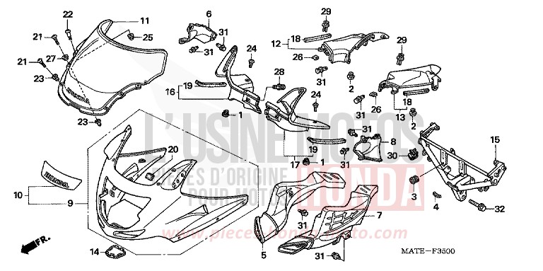 UPPER COWL for Super Blackbird ACCURATE SILVER METALLIC (NH146E) from 2005